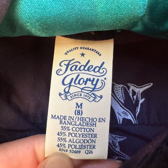 Faded Glory Boys Shark Print Button-Down Short Sleeve Shirt Size M (8) Cotton & - Picture 2 of 10